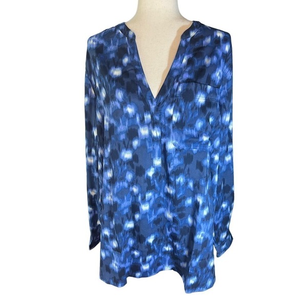 NWT Daily Ritual Mandarin Y-Neckline Pullover in Blue Tie Dye, size XXL - Picture 2 of 11